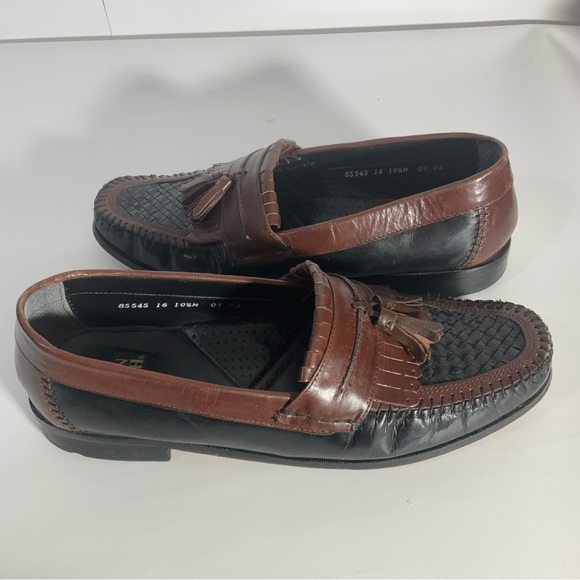 Nunn Bush Slip On Two-Toned Leather black & brown woven toe, kiltie loafer 10.5 main image 14